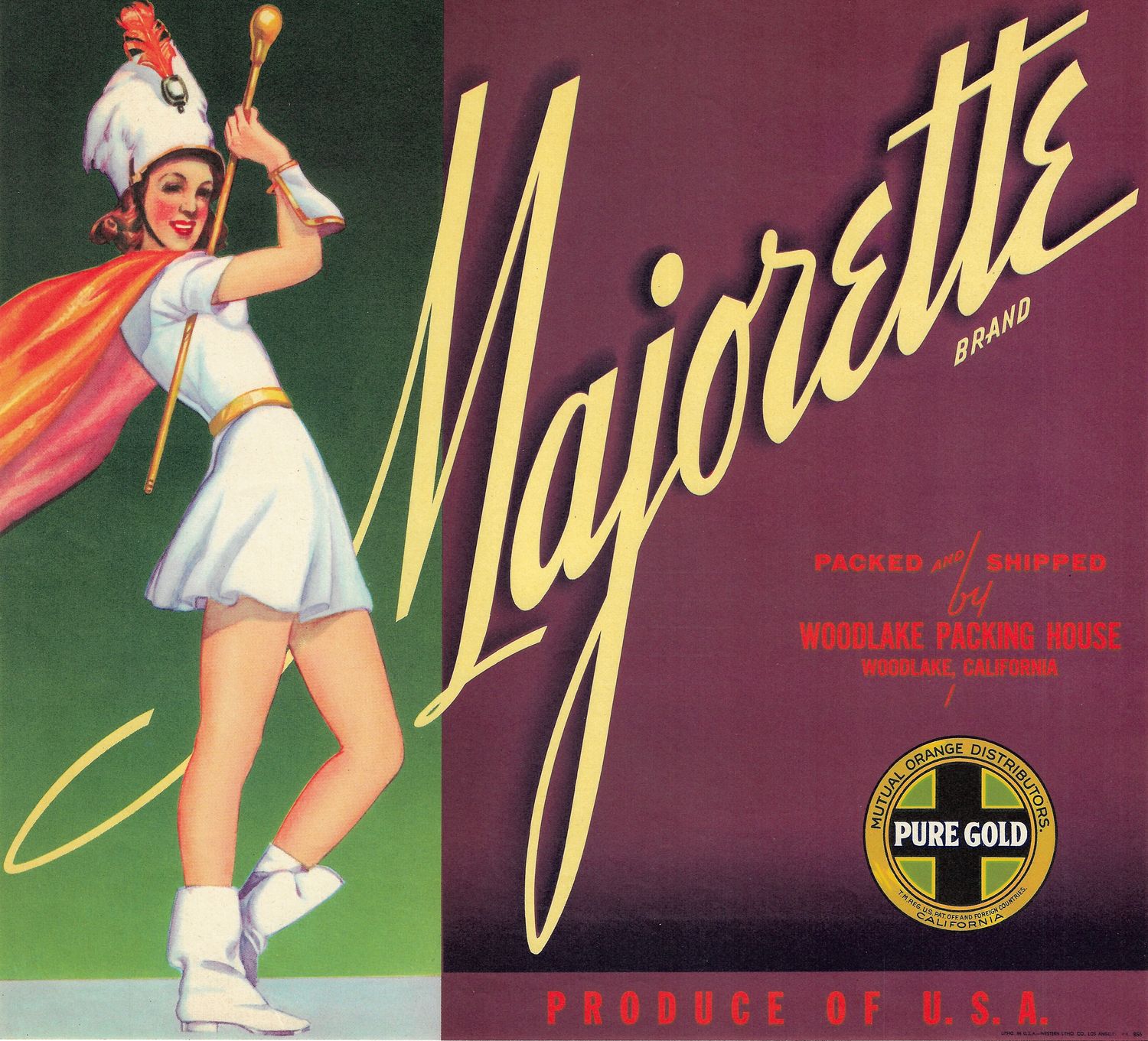 20th Century Fruit Label - Majorette Oranges of Woodlake
