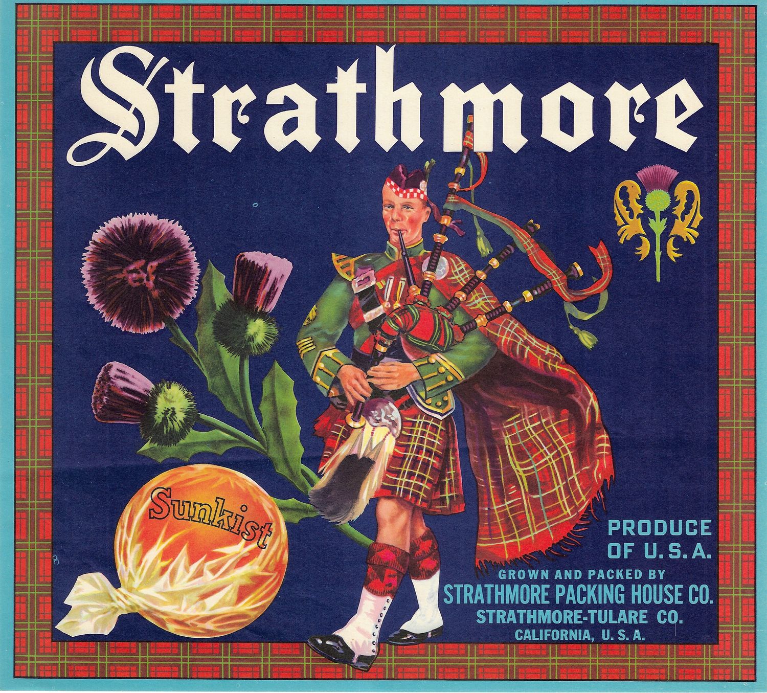 20th Century Fruit Label - Strathmore Oranges of Strathmore