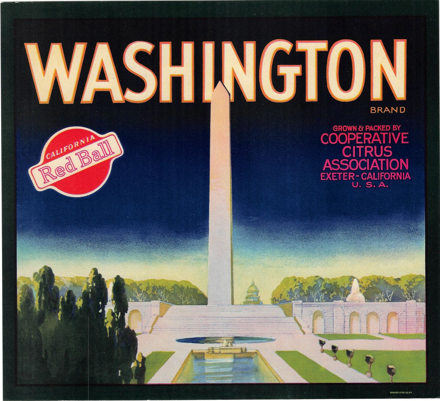 20th Century Fruit Label - Washington Oranges of Exeter