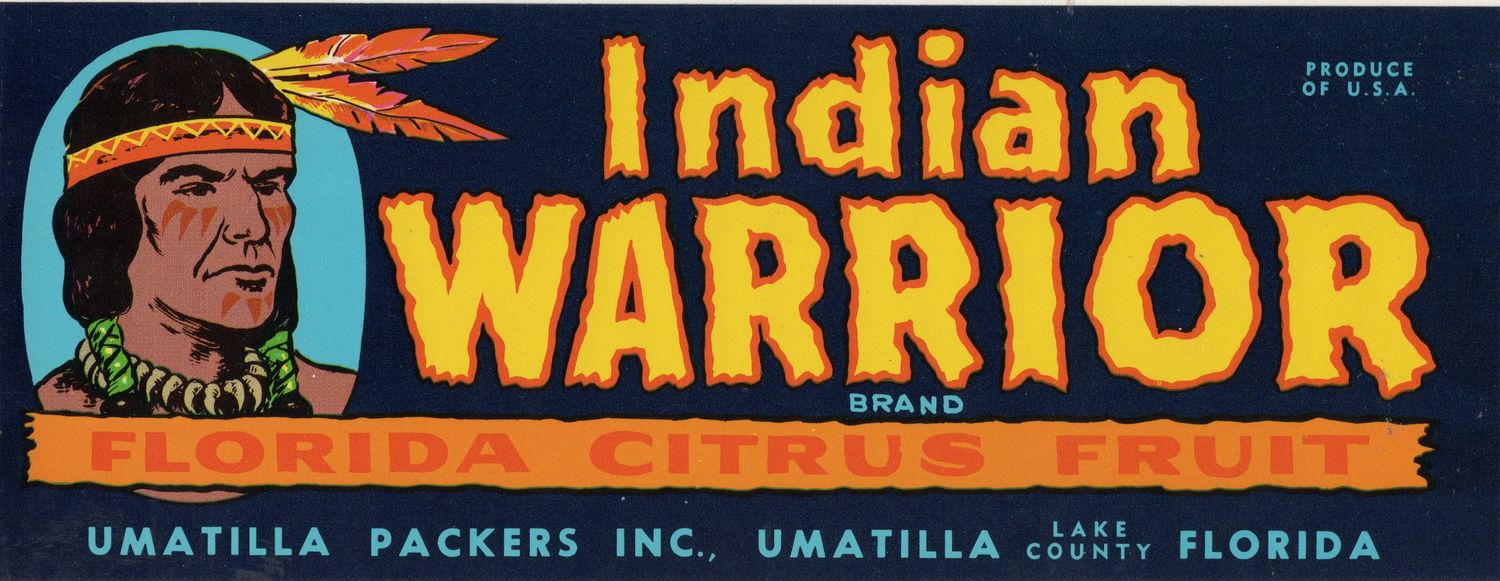 20th Century Fruit Label - Indian Warrior Florida Citrus