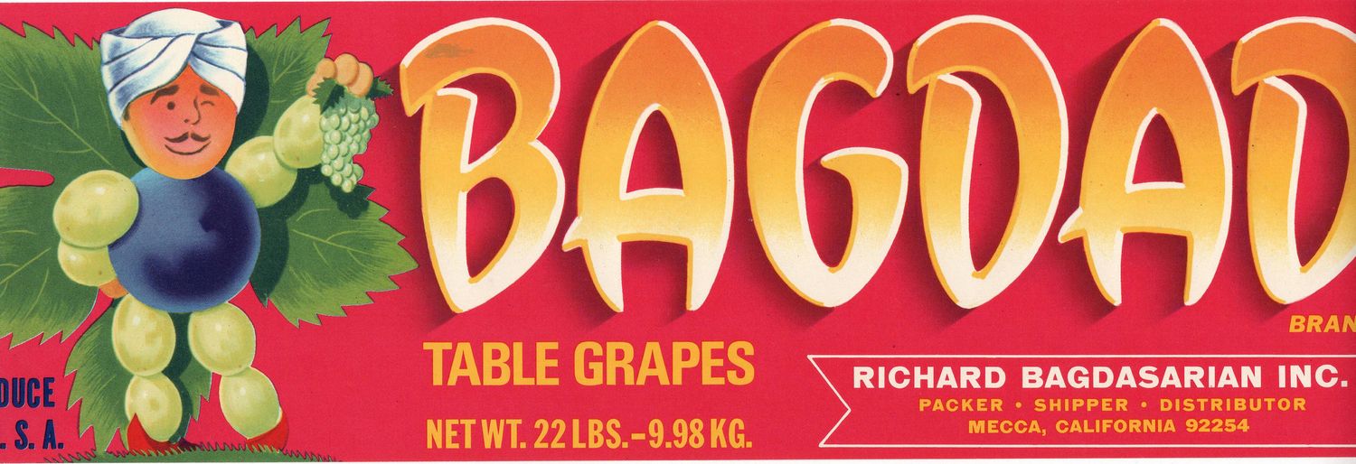 20th Century Fruit Label - Bagdad Table Grapes of Mecca