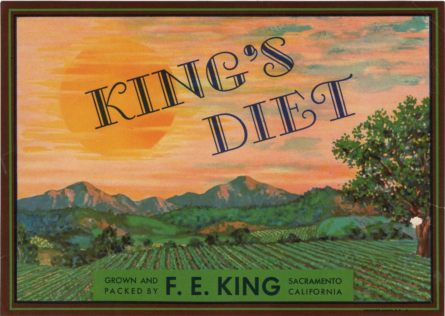 20th Century Fruit Label - King's Diet Produce of Sacramento