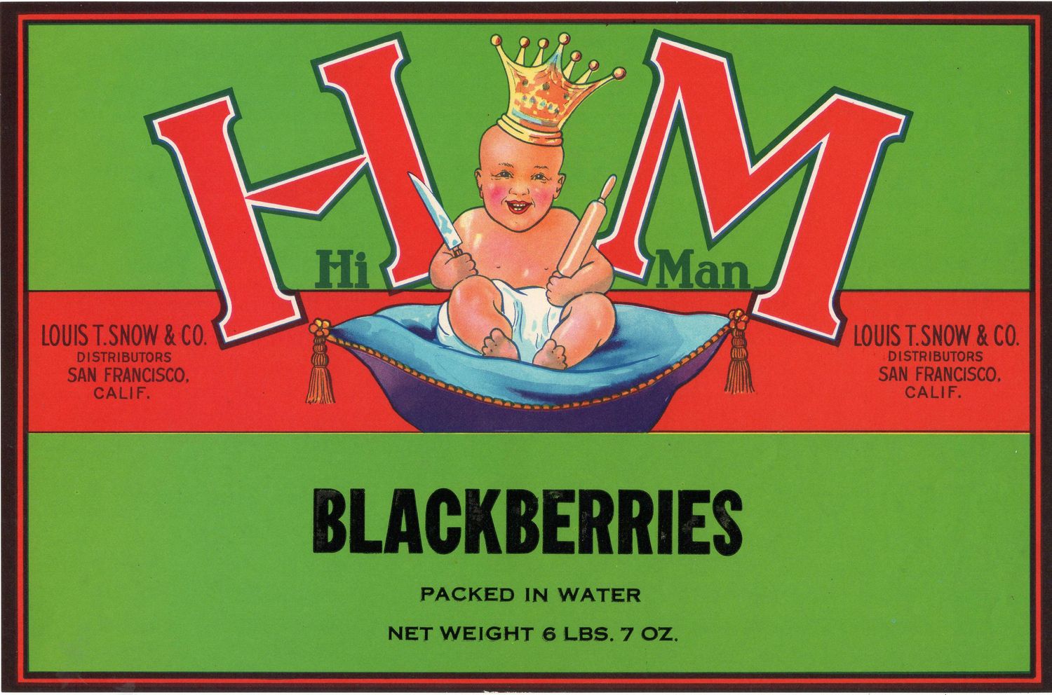 20th Century Fruit Label - Hi Man Blacberries of San Francisco
