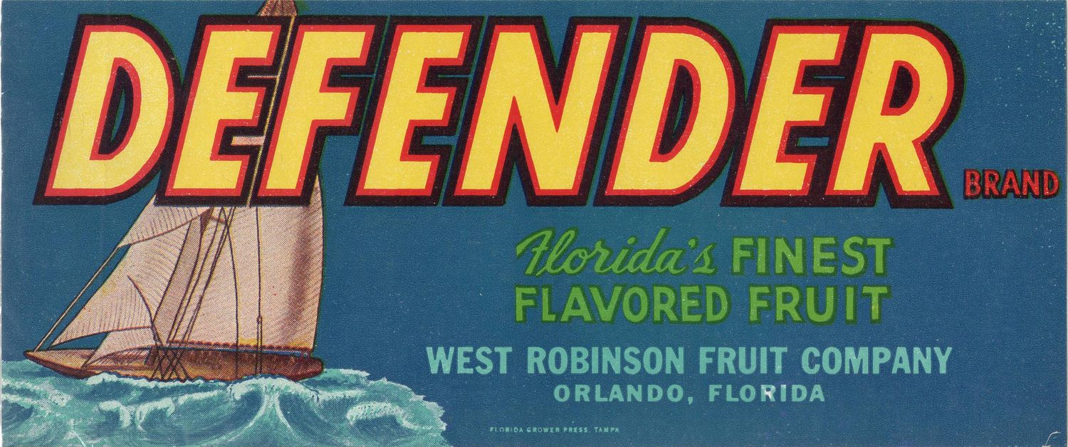 20th Century Fruit Label - Defender Florida Flavored Fruit