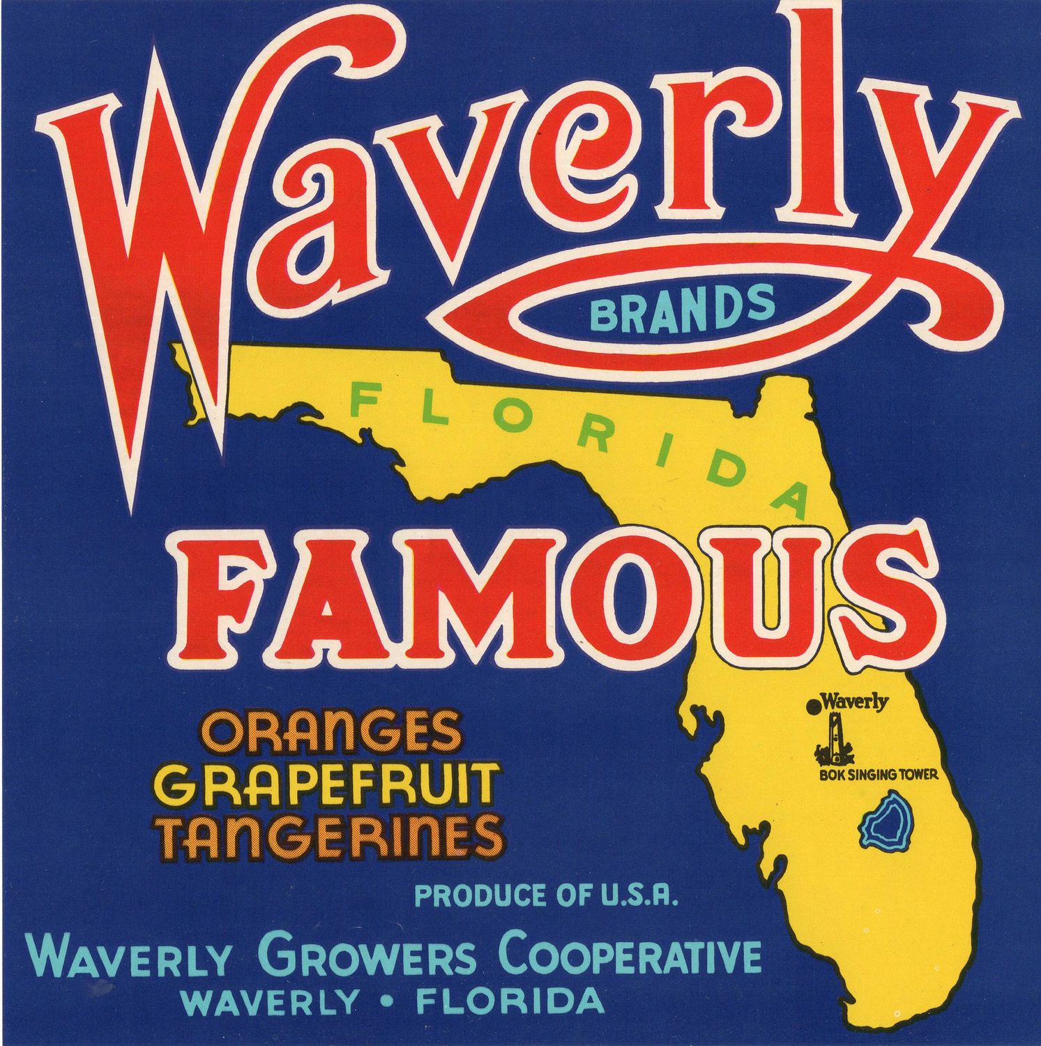 20th Century Fruit Label - Waverly  Famous Florida Citrus