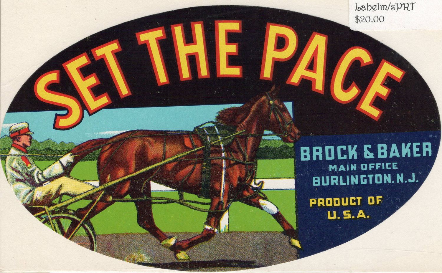 20th Century Fruit Label - Set the Pace Produce of New Jersey