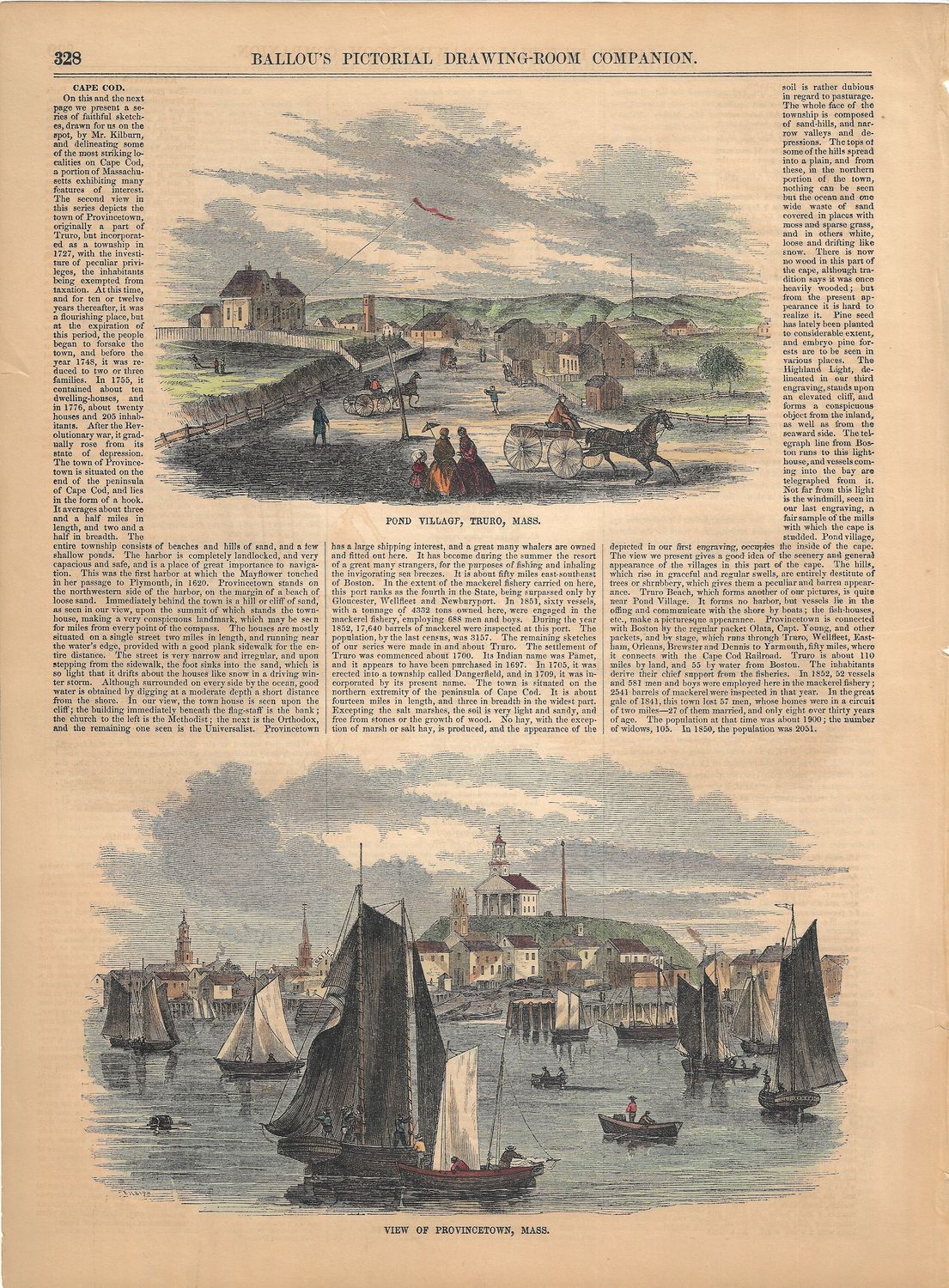 1860 Views of Provincetown Mass from Ballou's Pictorial w/hc