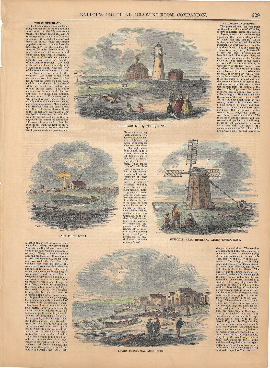 1860 Views of Truro Beach Mass from Ballou&#39;s Pictorial w/hc