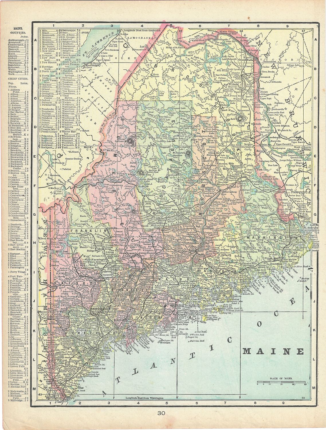 1888 Map of Maine by George Cram