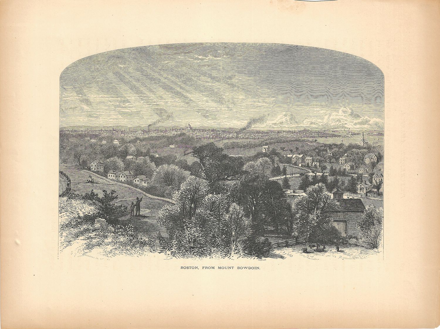1873 View of  Boston From Mt. Bowdoin from Picturesque America