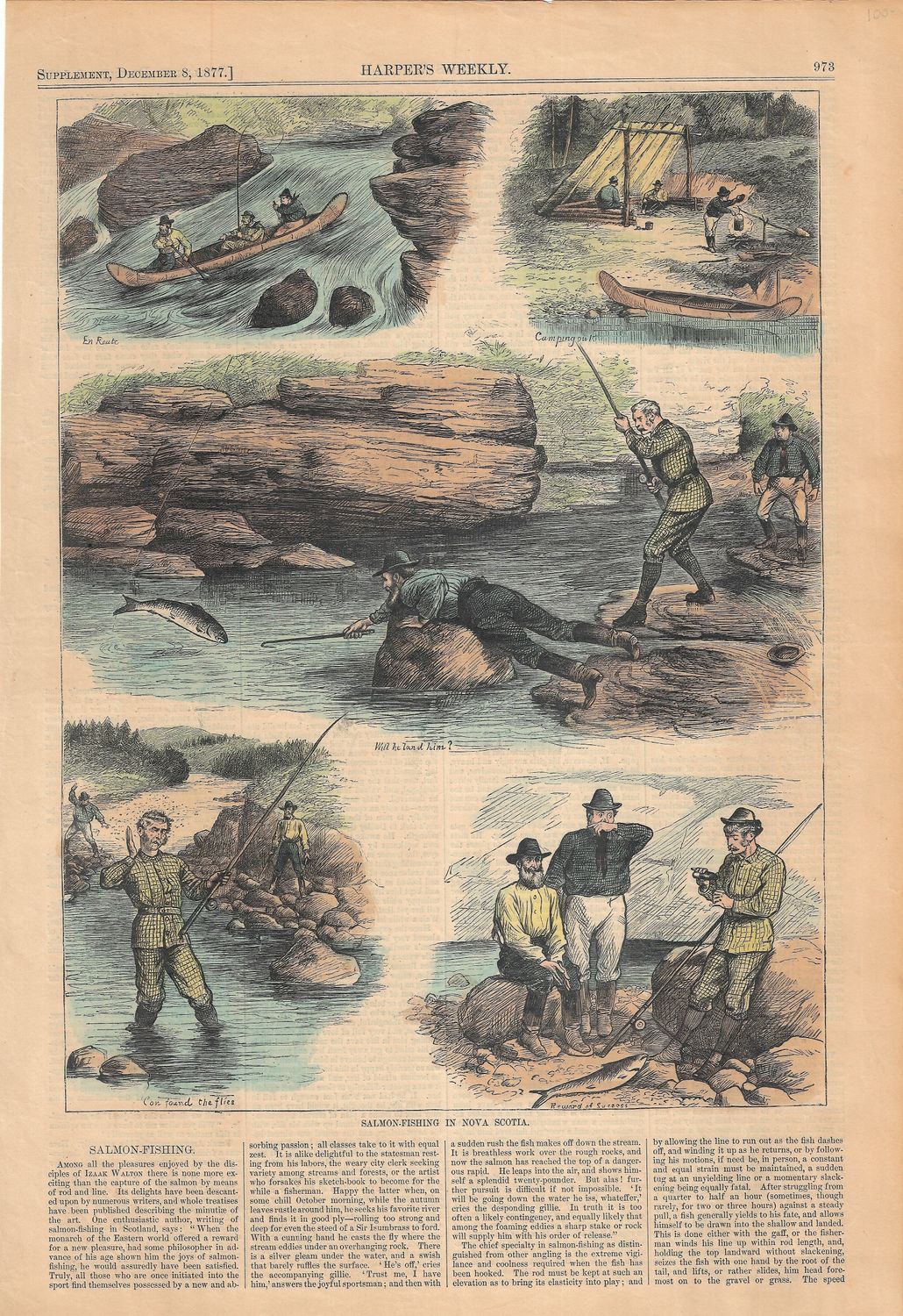 1877 Views of Salmon Fishing in Nova Scotia from Harper's Weekly