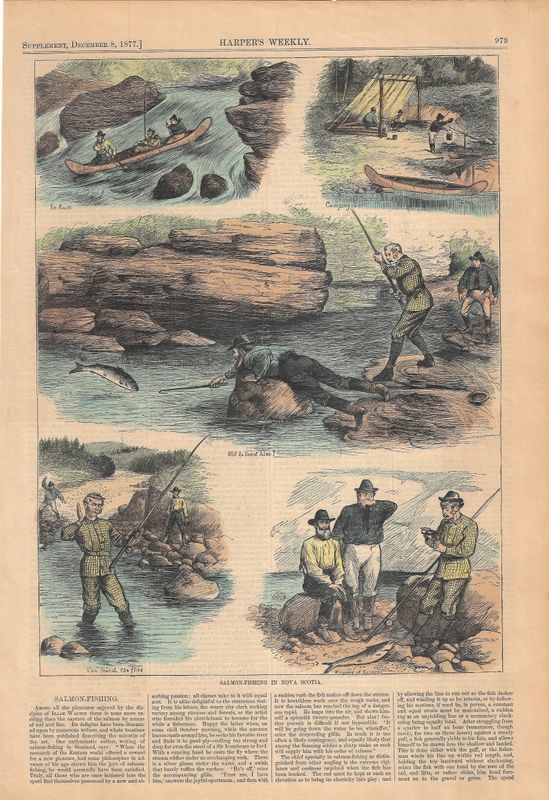 1877 Views of Salmon Fishing in Nova Scotia from Harper's Weekly