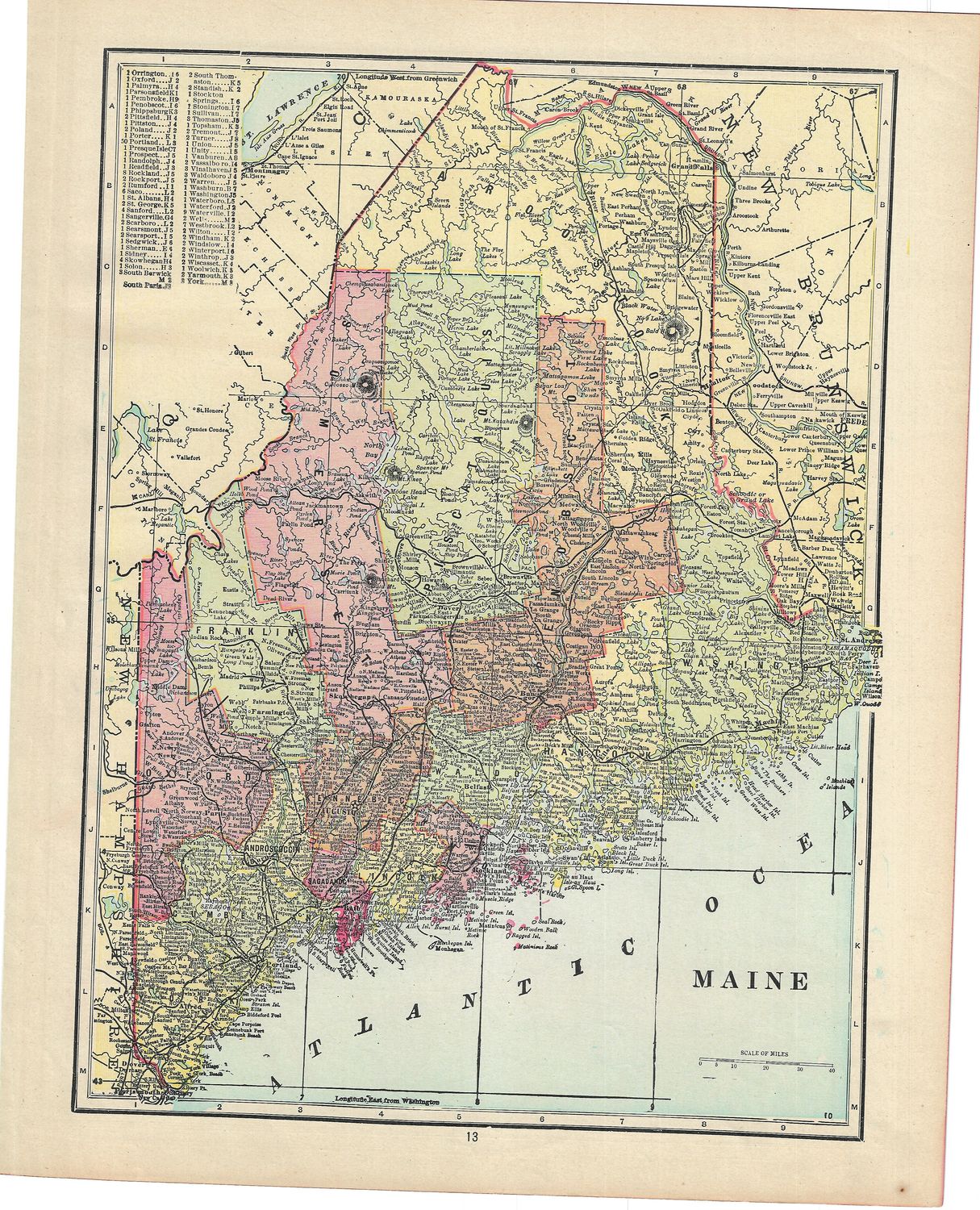 1901 Map of Maine #2 by George Cram