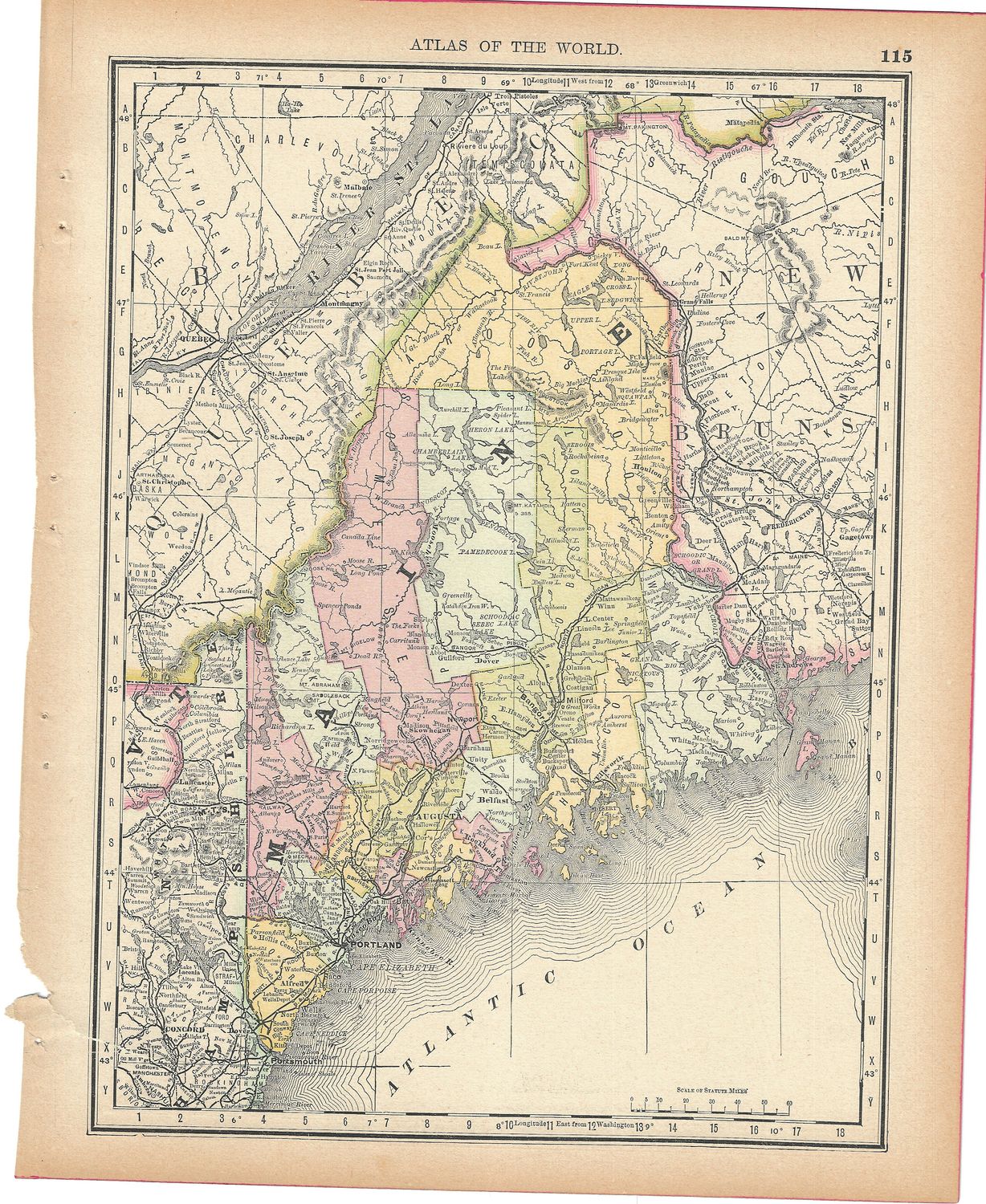 1903 Map of Maine from the Atlas of the World