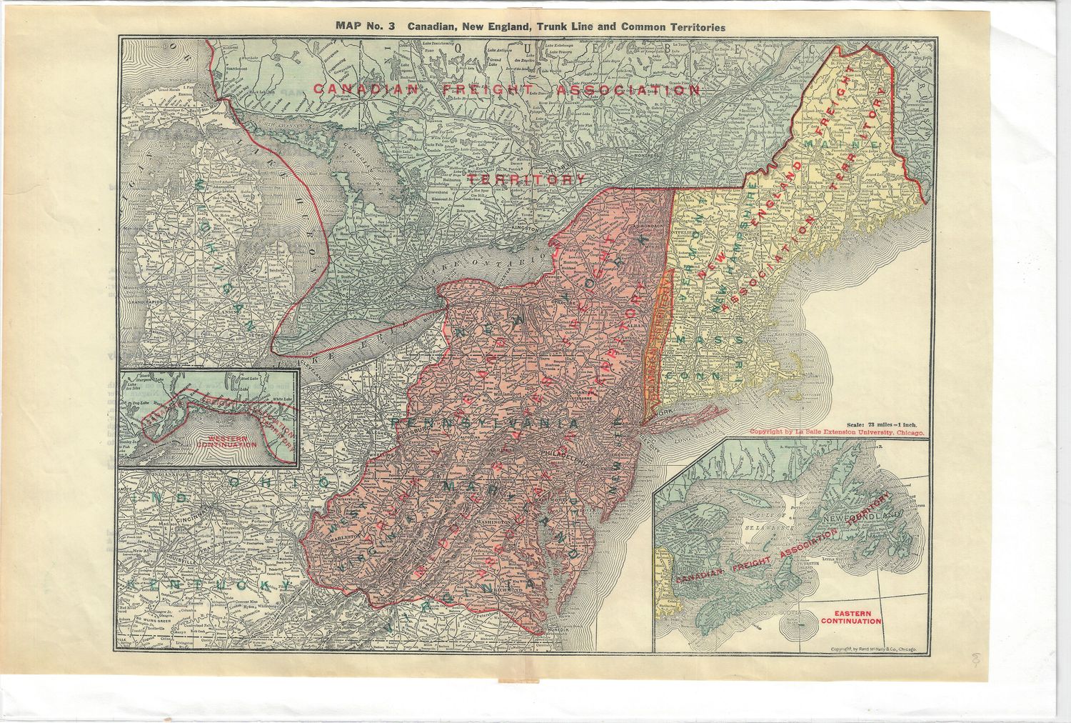 1927 Map of the Canadian New England Trunk Line Common Terr. from Rand McNally