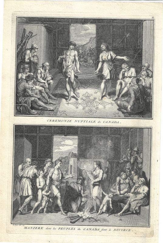 1726 View of a Nuptial Ceremony of Canada from Ceremonies et Costumes by B.Picart
