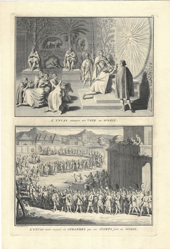 1726 View of  the Incan Sun Alter from Ceremonies et Costumes by B.Picart