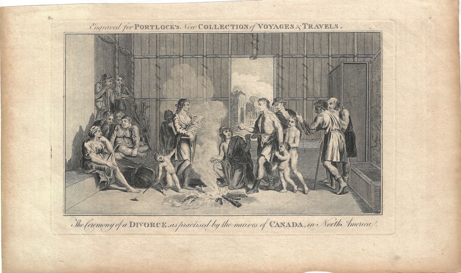1794 View of the Ceremony of Divorce among the Natives of Canada from Portlock&#39;s Collection of Voyages