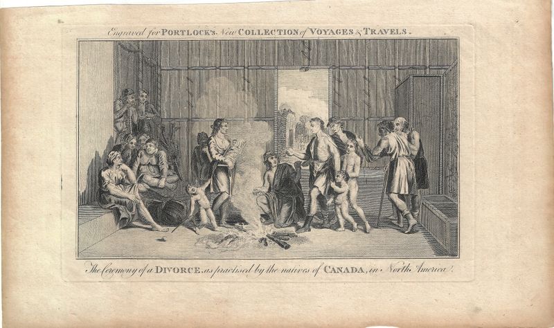 1794 View of the Ceremony of Divorce among the Natives of Canada from Portlock's Collection of Voyages