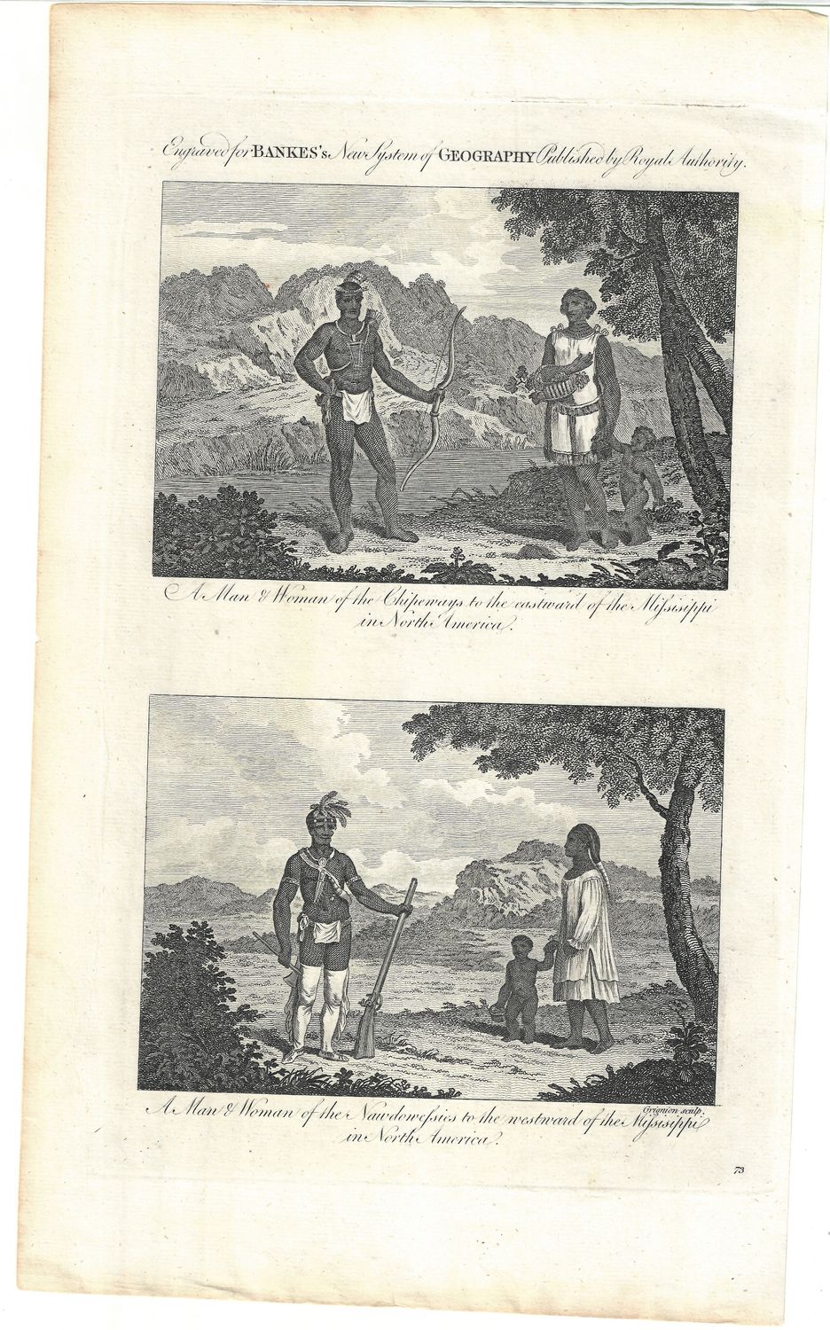 1785 View of the Chippaways of North America from Bank&#39;s Geography