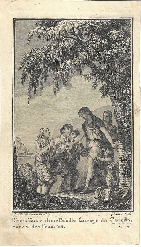 1787 View of a Canadian Native Family Greeting the French