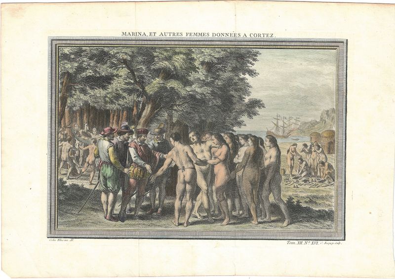 1788 View of the Greeting of Cortez in French w/hc