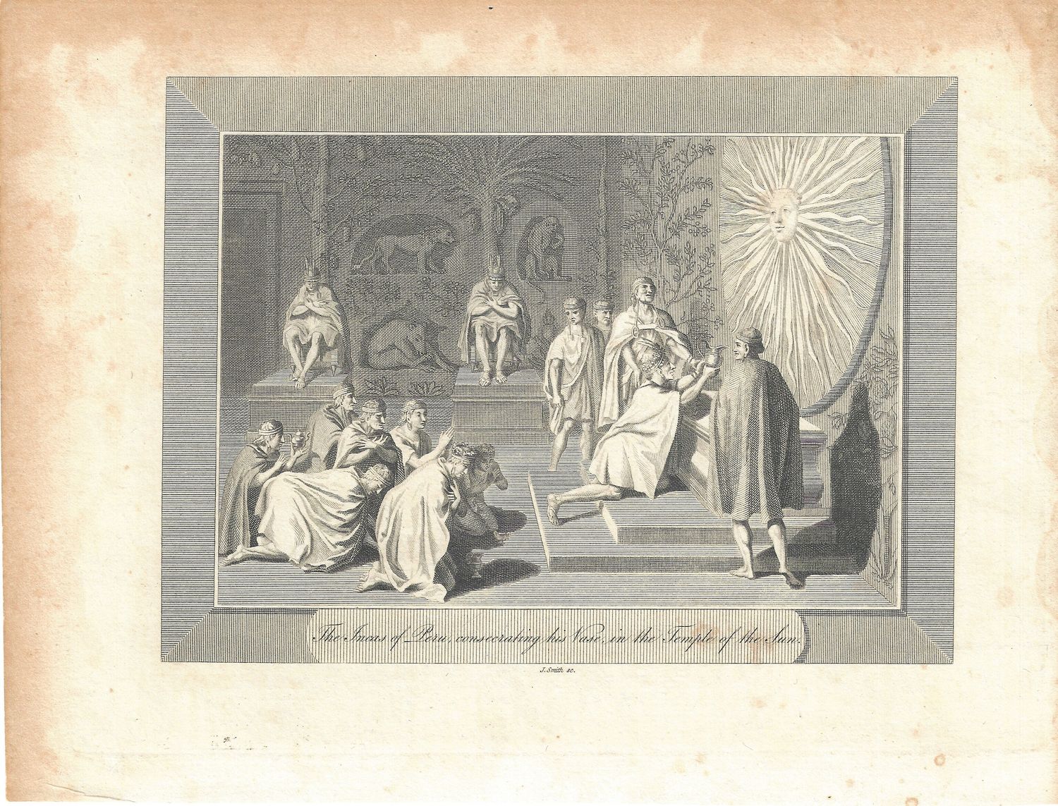 1790 View of the Incan Temple of the Sun in English