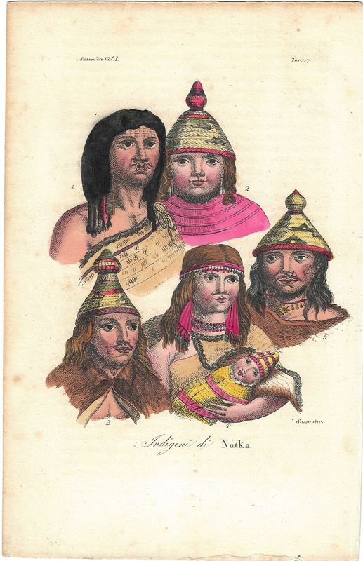 1826 View of the Peoples of Nootka in Italian