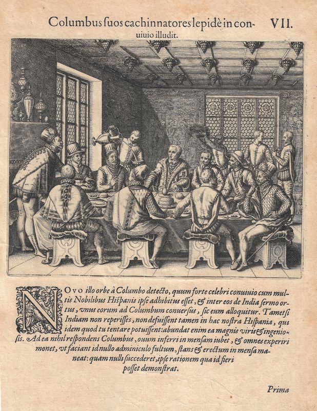 1720  View of Columbus Dining with the King of Spain