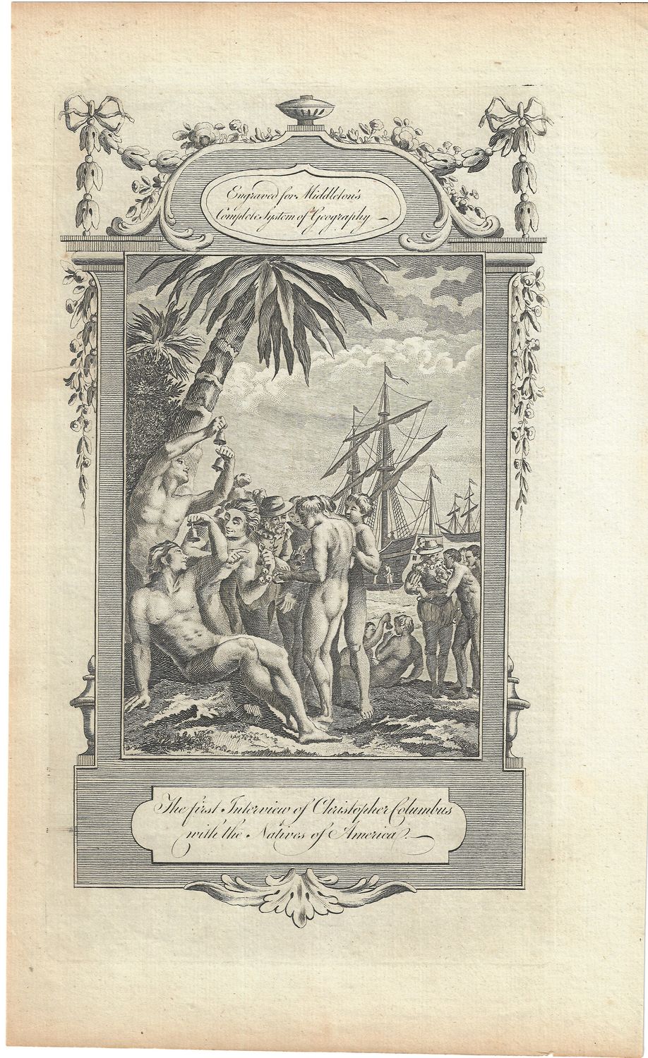 1785 View of Columbus Meeting the Native Americans from Middleton&#39;s