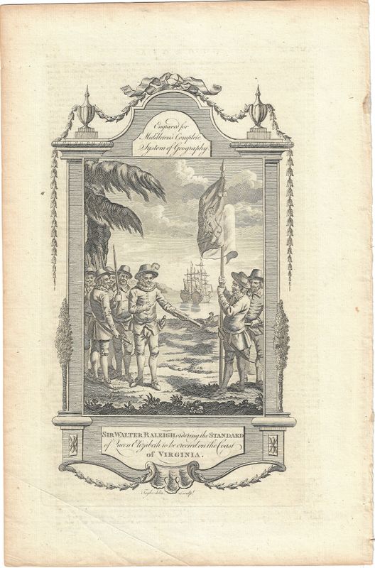 1785 View of Sir W Raleigh raising the Standard from Middleton's