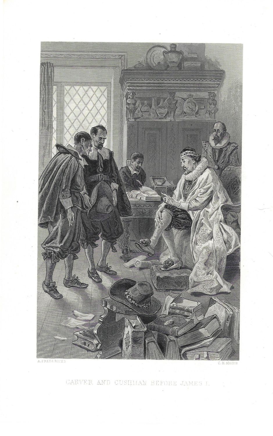 1860 View of Carver &amp; Cushman before King James I