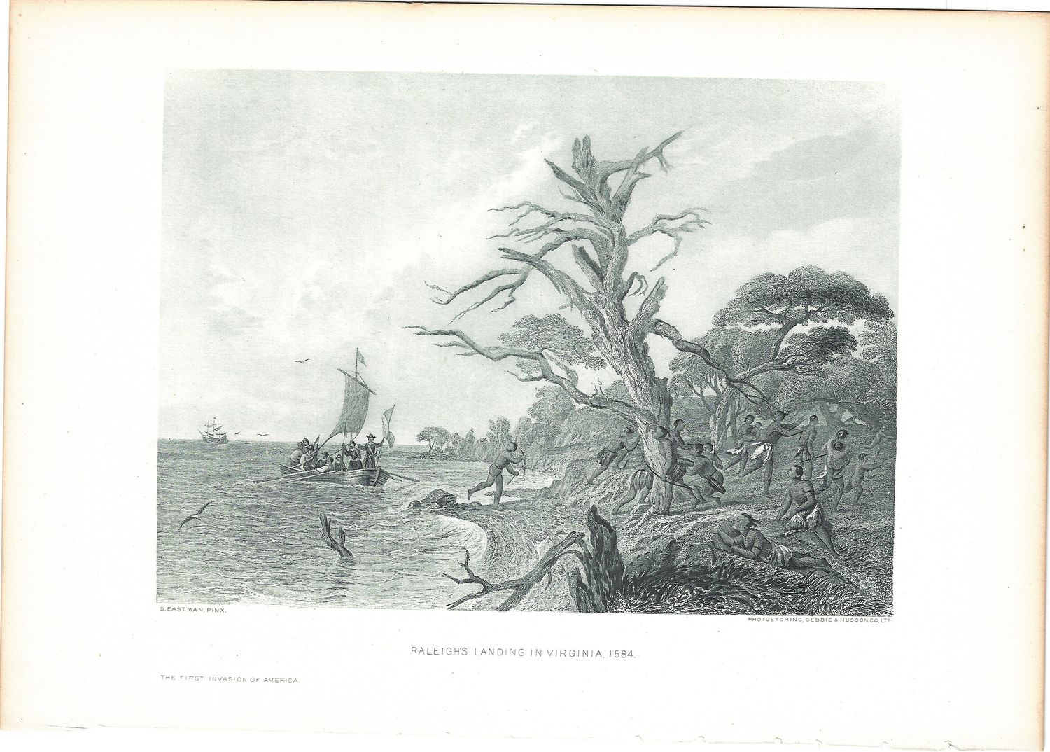 1884 View of Raleigh landing in Virginia in 1584