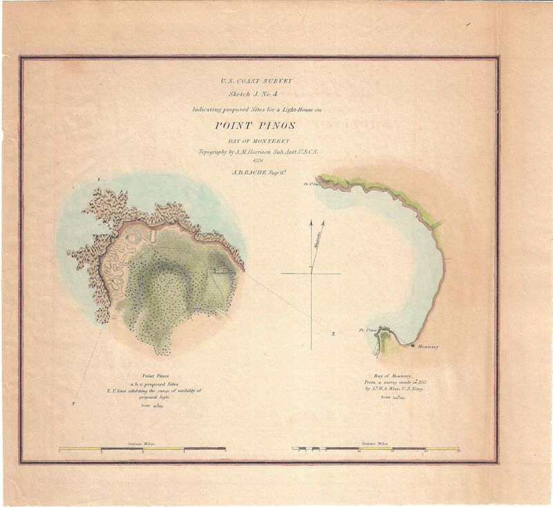 1851 USCS Point Pinos, Bay of Monterey , Ca. w/hc