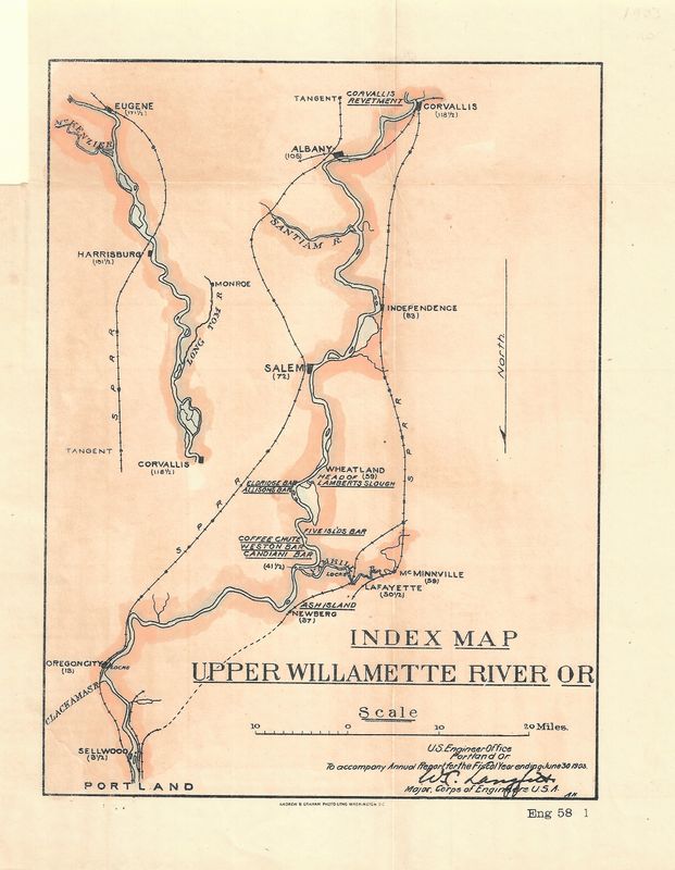 1903 Map of the Upper Willamette River, OR . from the US Engineer Office