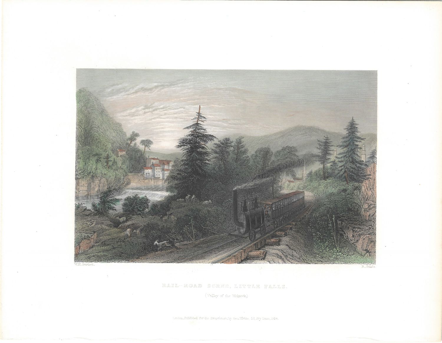 1838 View of a &quot;Rail-Road Scene, Little Falls (NY)&quot; w/hc