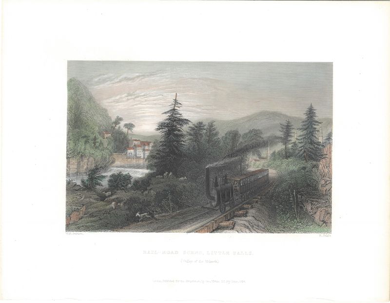 1838 View of a "Rail-Road Scene, Little Falls (NY)" w/hc