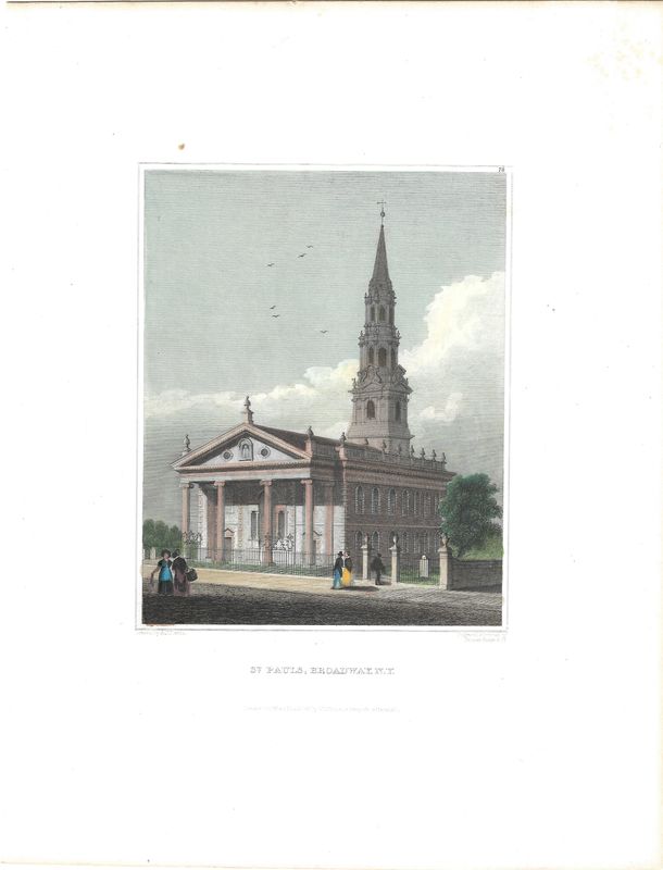1831 View of St. Pauls Cathedral New York City w/hc by Fenner Sears and Co.