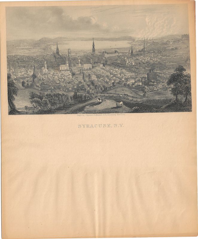 1850 View of Syracuse Ny in Lettersheet by Capewell and Kimmel