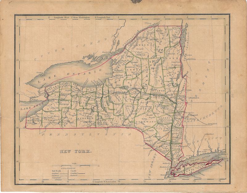 1844 Map of  New York w/ohc