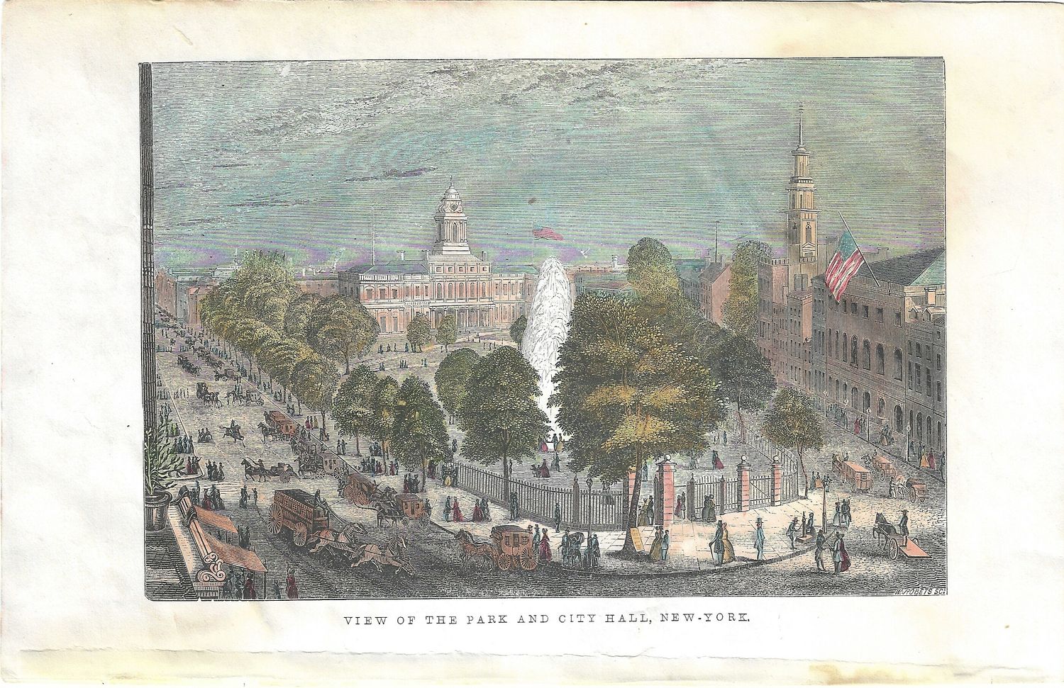 1873 View of the Park &amp; City Hall w/hc (woodblock)