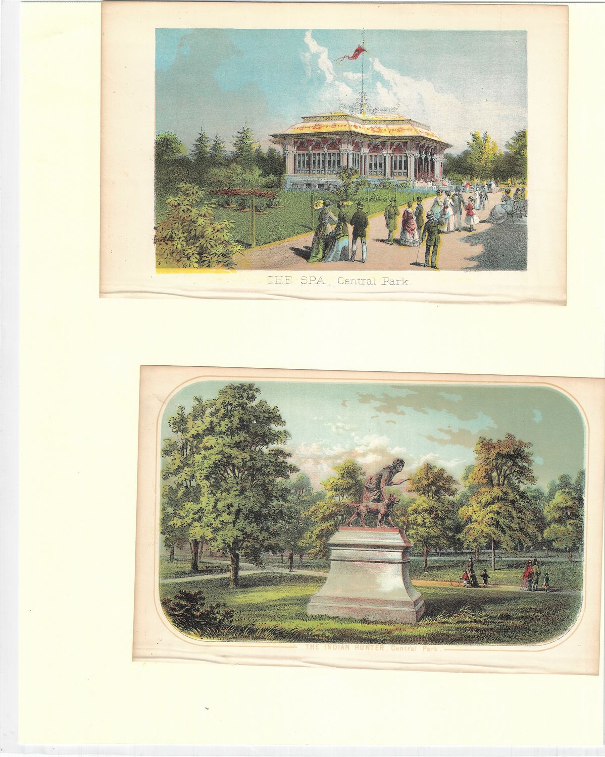 1869 Pair of Views of Central Park , The Spa &amp; Indian Hunter New York City from the Manual of the Corp of NY: