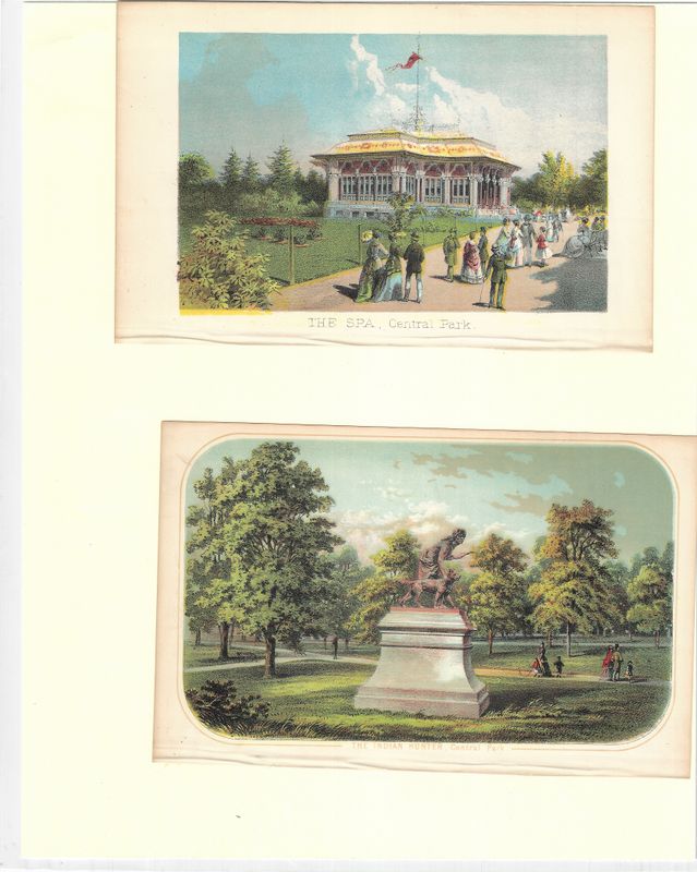1869 Pair of Views of Central Park , The Spa &amp; Indian Hunter New York City from the Manual of the Corp of NY: