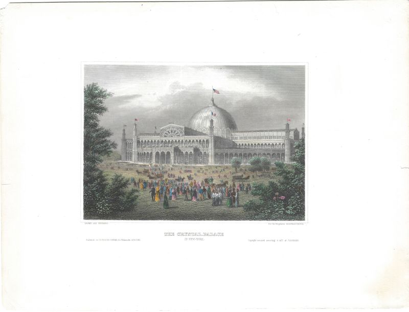 1854 View of the Crystal Palace , NY w/hc by Hermann Meyer