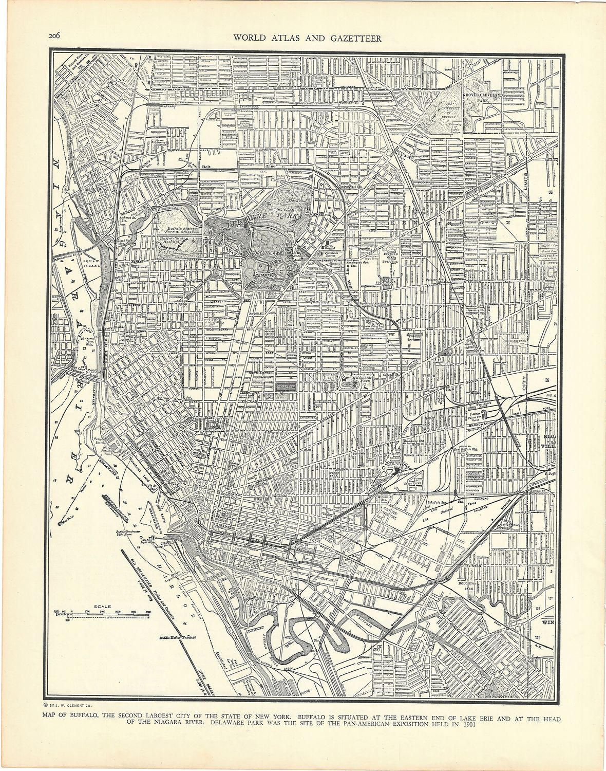 1906 Map of Buffalo NY from the World Atlas &amp; Gazetteer