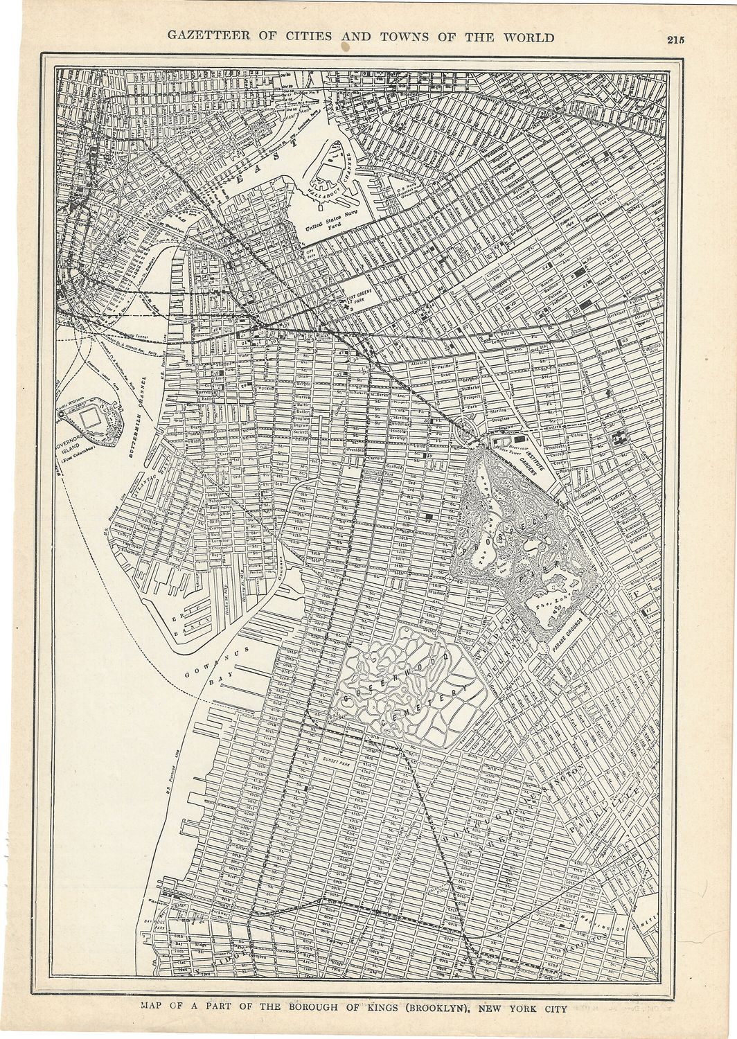 1935 Map of the Borough of Kings (Brooklyn) NY from the Gazetteer by Collier