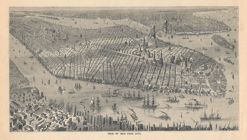 1855 View of New York City w/text by McNally