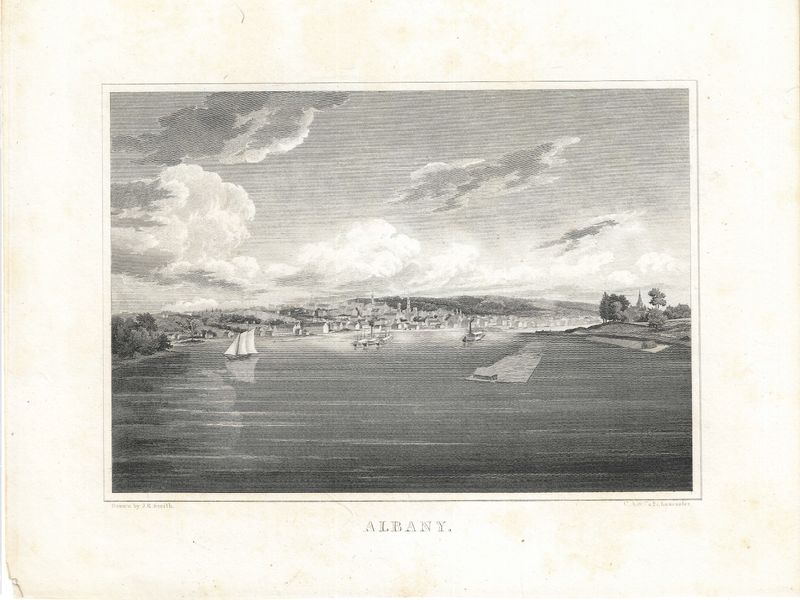 1838 View of Albany, NY in steel engraving