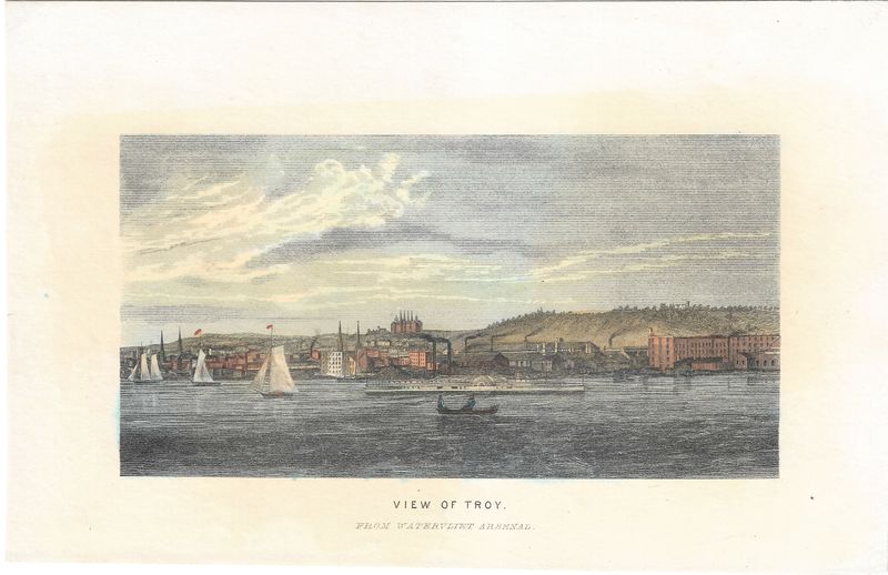 1843 View of Troy, NY from Watervliet Arsenal w/hc