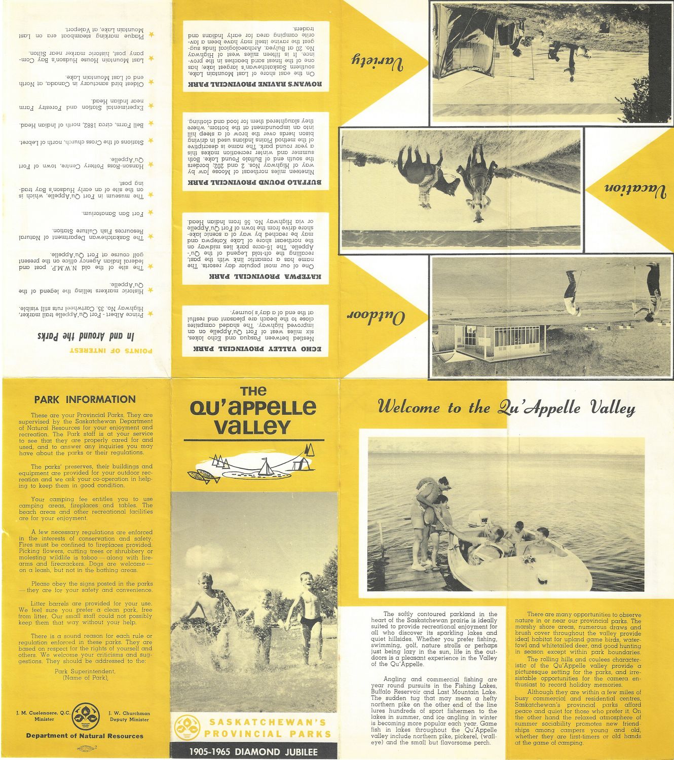 1965 Map of the Qu'appelle Valley in Saskatchewan (yellow)